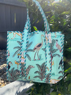 Aqua Safari Reversible Quilted Tote Bag