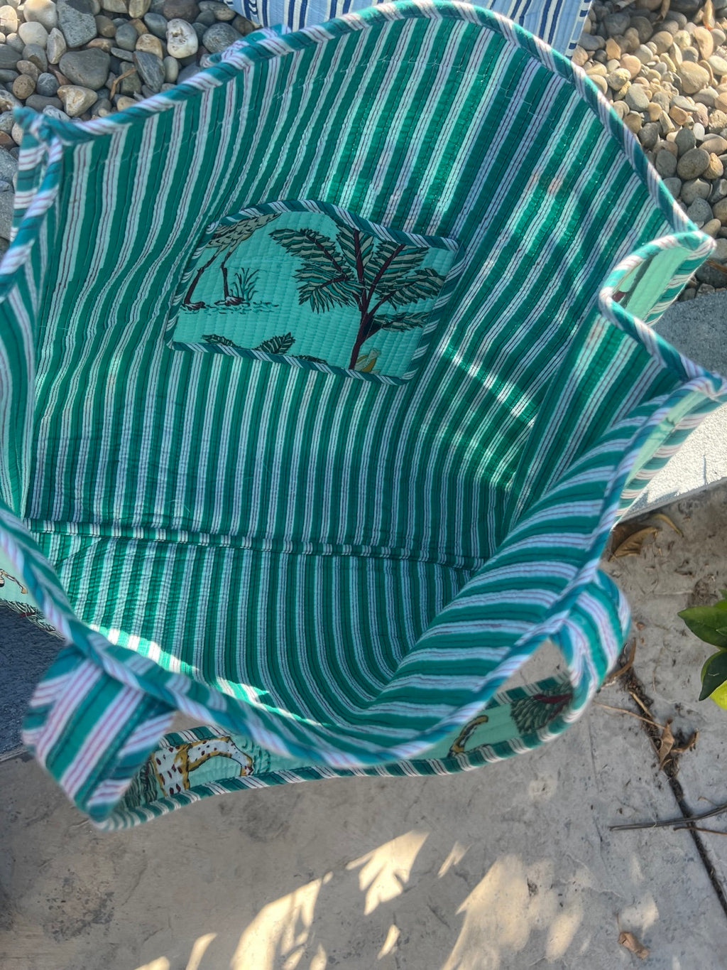 Aqua Safari Reversible Quilted Tote Bag