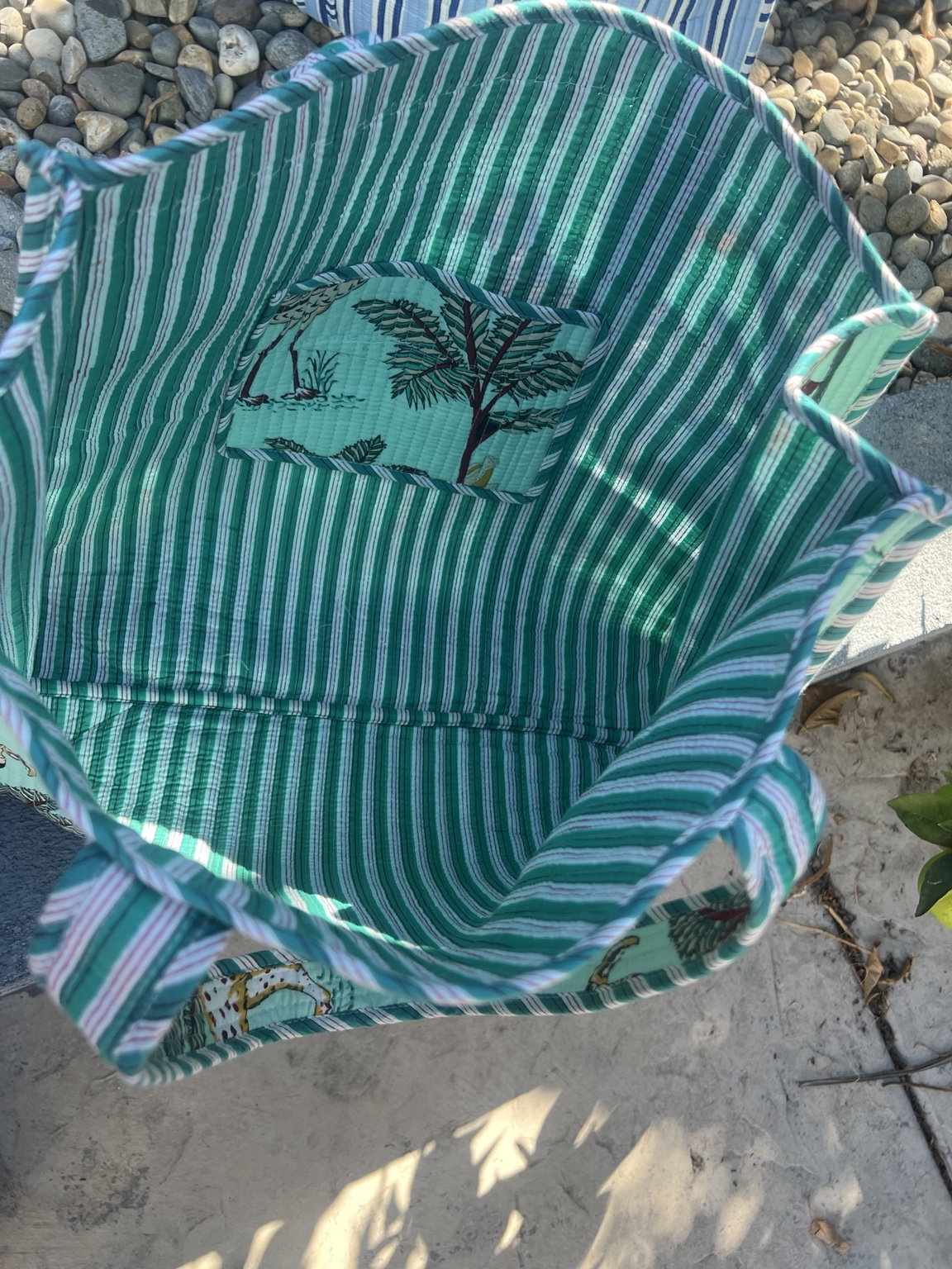 Aqua Safari Reversible Quilted Tote Bag