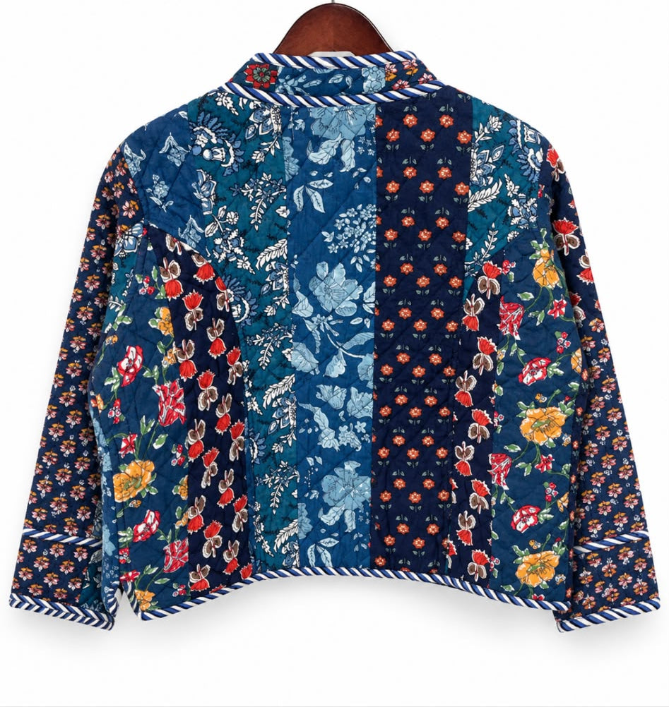 Azure Heirloom Reversible Quilted Cotton Jacket