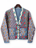 Blue Patchwork Reversible Quilted Cotton Jacket