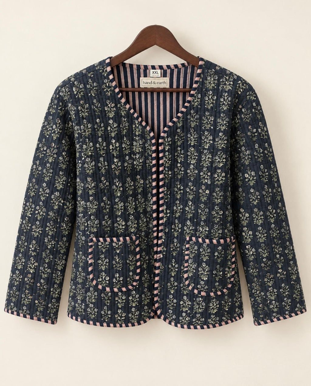 Indigo Whisper Reversible Quilted Cotton Jacket