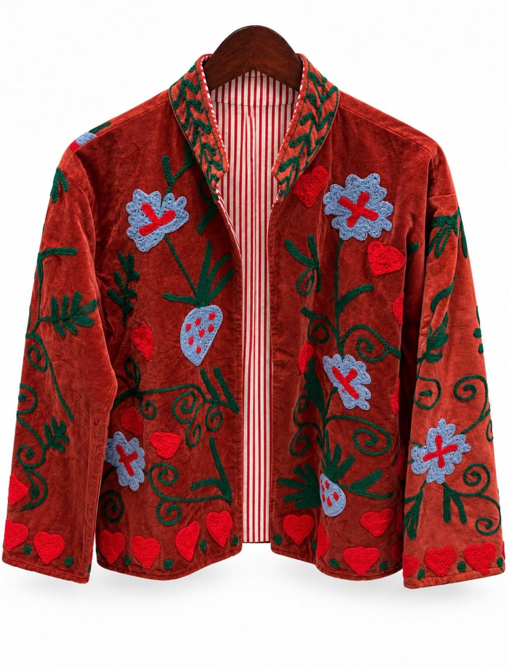 Crimson Reverie Embroidered Velvet Jacket