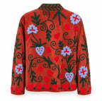 Crimson Reverie Embroidered Velvet Jacket